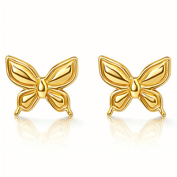 "Butterflies" Earrings, 18K Gold Plated Steel