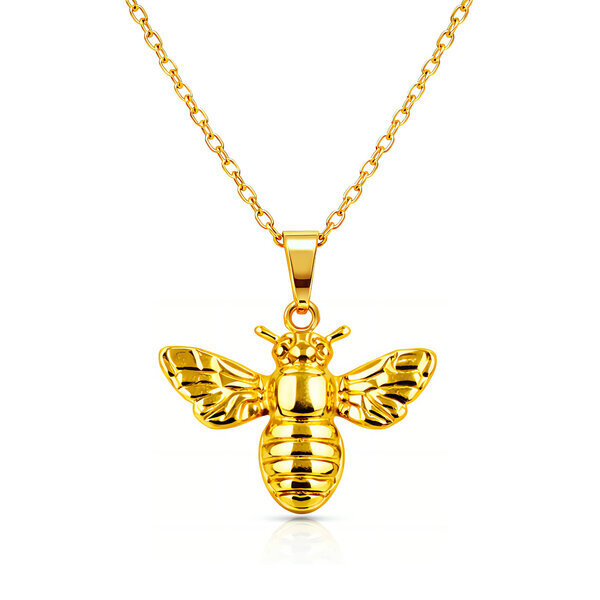 "Bee" Necklace, 18K Gold Plated Steel