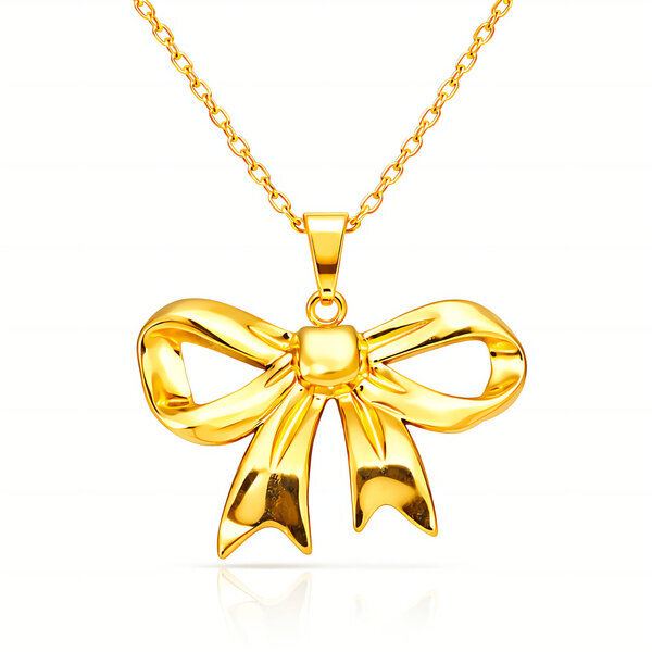 "Bow" Necklace, 18K Gold Plated Steel