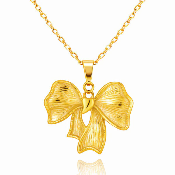 "Bow" Necklace, 18K Gold Plated Steel