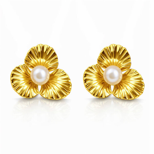 "Flowers" Earrings, 18K Gold Plated Steel