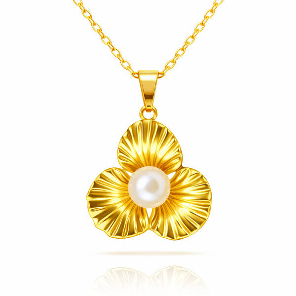 "Flower" Necklace, 18K Gold Plated Steel