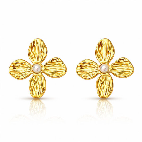 "Flowers" Earrings, 18K Gold Plated Steel