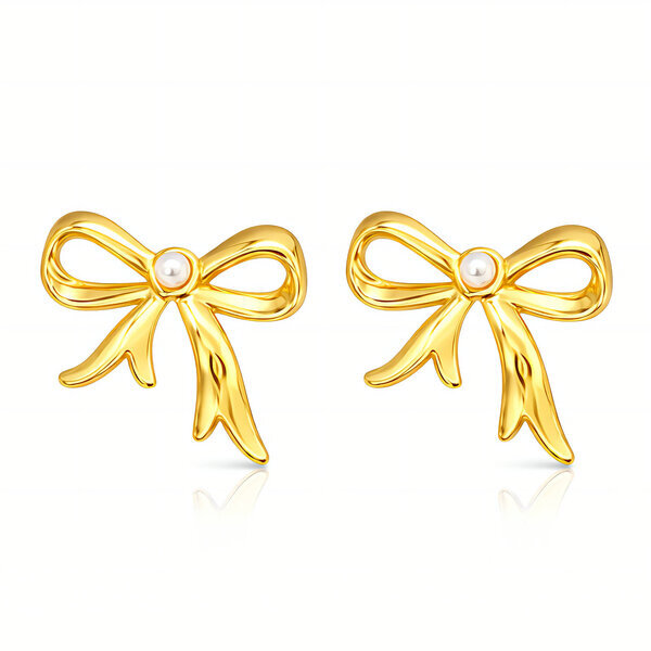 "Bows" Earrings, 18K Gold Plated Steel