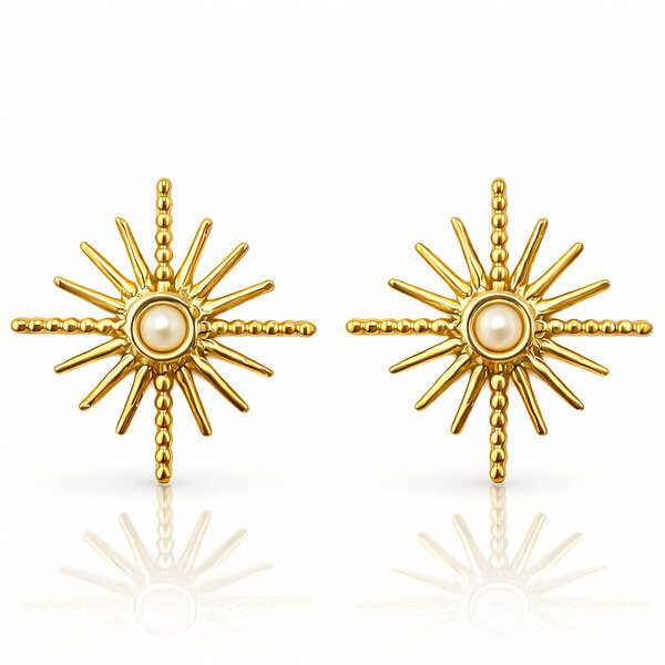 Earrings, 18K Gold Plated Steel