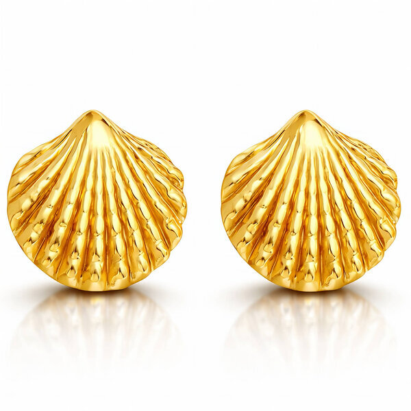 "Seashells" Earrings, 18K Gold Plated Steel