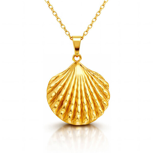 "Seashell" Necklace, 18K Gold Plated Steel