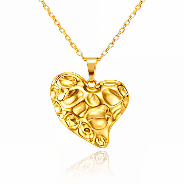 "Heart" Necklace, 18K Gold Plated Steel