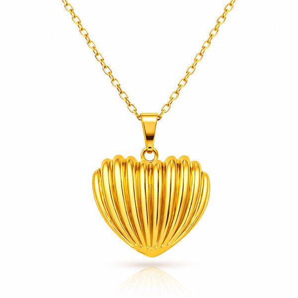"Heart" Necklace, 18K Gold Plated Steel