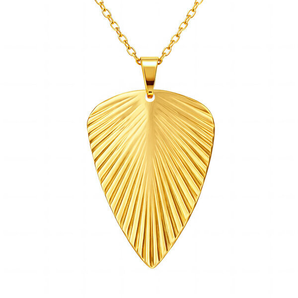 "Leaf" Necklace, 18K Gold Plated Steel