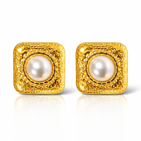 Earrings, 18K Gold Plated Steel