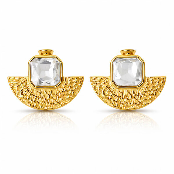 Earrings, 18K Gold Plated Steel