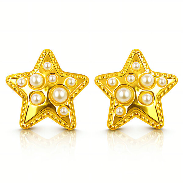 "Stars" Earrings, 18K Gold Plated Steel