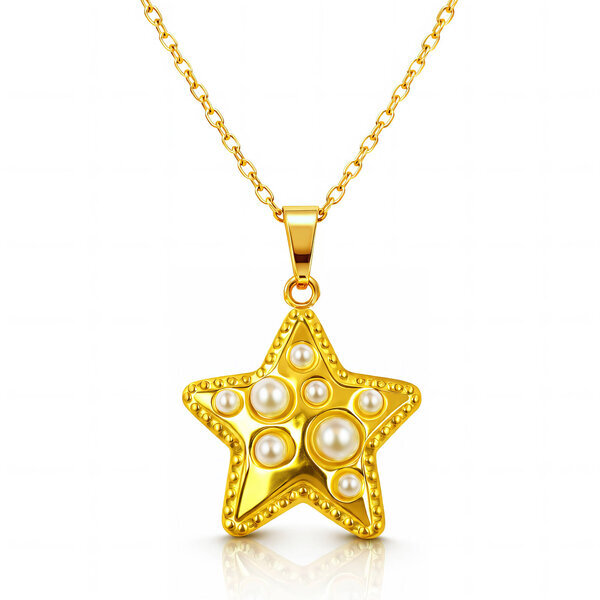 "Star" Necklace, 18K Gold Plated Steel