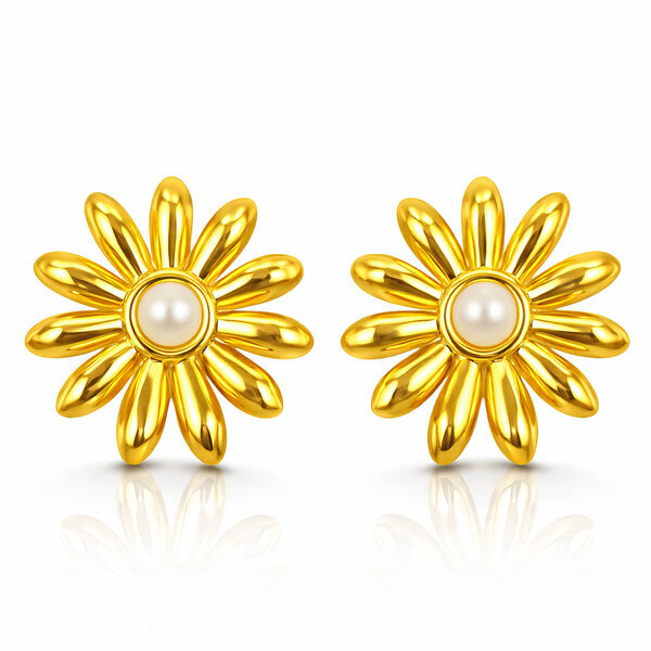 "Flowers" Earrings, 18K Gold Plated Steel