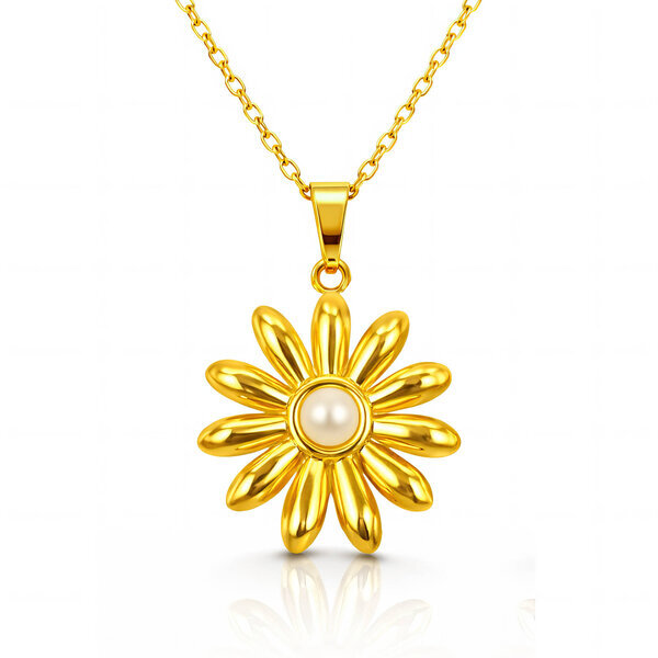 "Flower" Necklace, 18K Gold Plated Steel