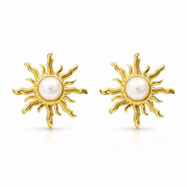 "Suns" Earrings, 18K Gold Plated Steel