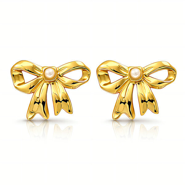 "Bows" Earrings, 18K Gold Plated Steel