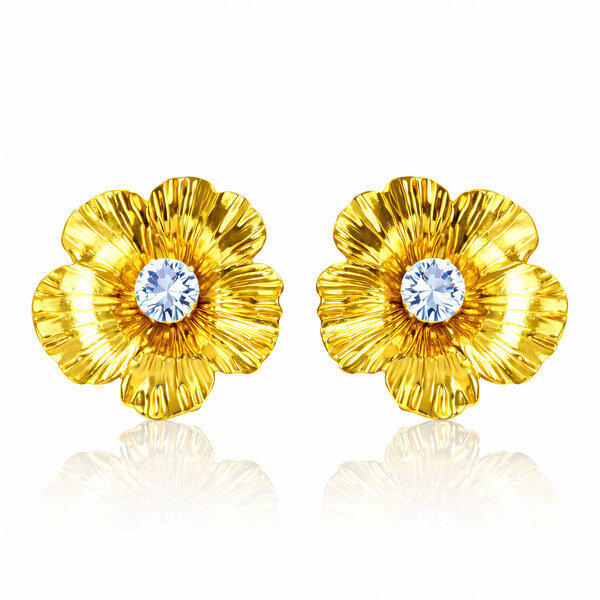 "Flowers" Earrings, 18K Gold Plated Steel