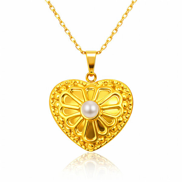 "Heart" Necklace, 18K Gold Plated Steel