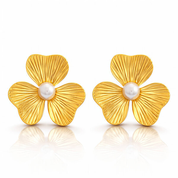 "Flowers" Earrings, 18K Gold Plated Steel