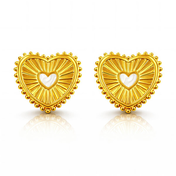 "Hearts" Earrings, 18K Gold Plated Steel