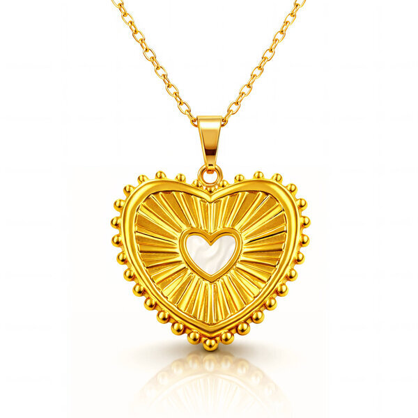 "Heart" Necklace, 18K Gold Plated Steel