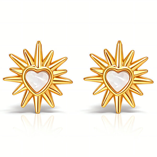 "Hearts" Earrings, 18K Gold Plated Steel