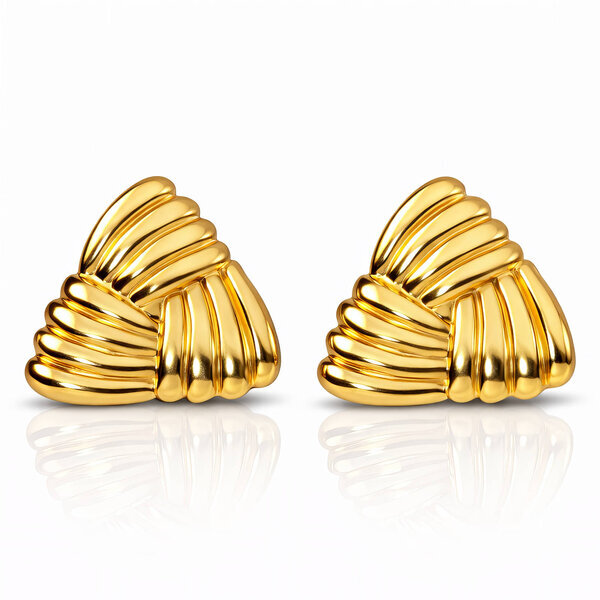 Earrings, 18K Gold Plated Steel