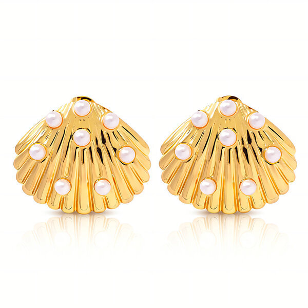 "Seashells" Earrings, 18K Gold Plated Steel