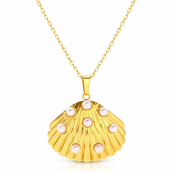 "Sea" Necklace, 18K Gold Plated Steel