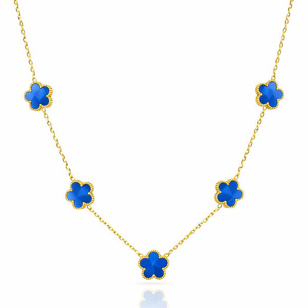 "Flower Meadow" Necklace, 18K Gold Plated Steel