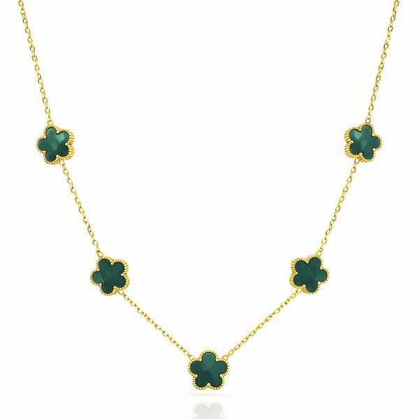 "Flower Meadow" Necklace, 18K Gold Plated Steel