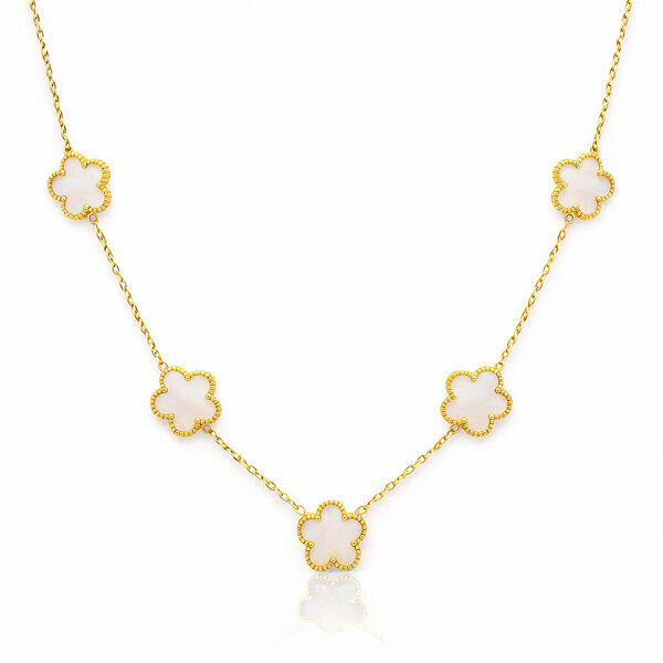 "Flower Meadow" Necklace, 18K Gold Plated Steel