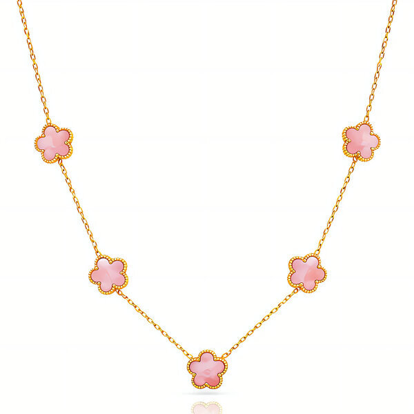 "Flower Meadow" Necklace, 18K Gold Plated Steel