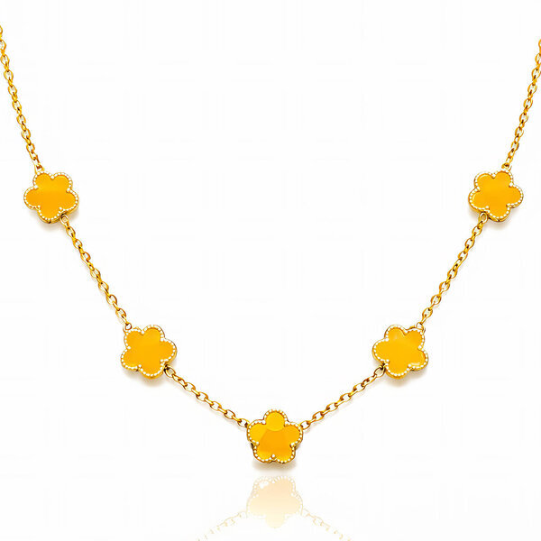 "Flower Meadow" Necklace, 18K Gold Plated Steel