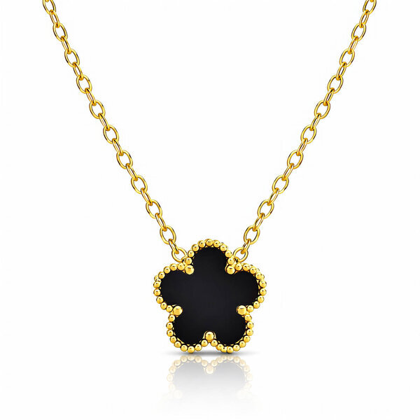 "Flower" Necklace, 18K Gold Plated Steel