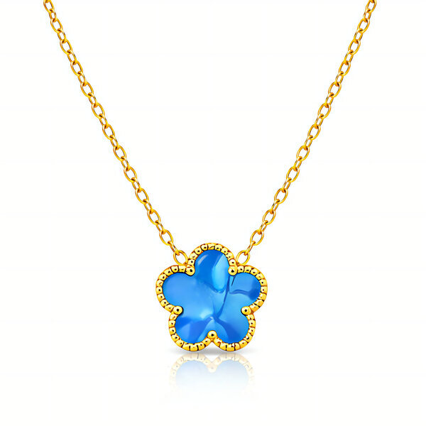"Flower" Necklace, 18K Gold Plated Steel