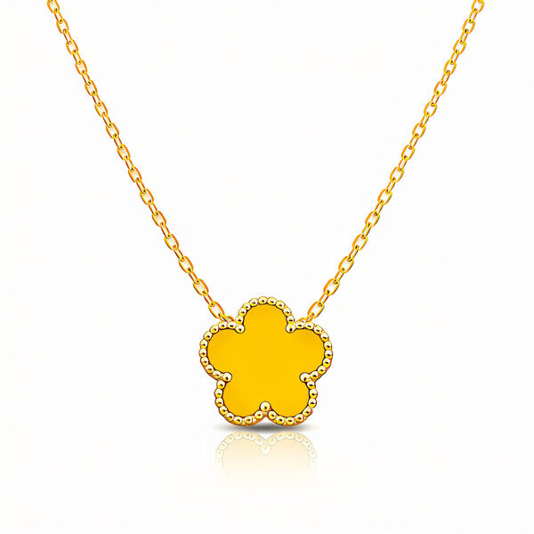 "Flower" Necklace, 18K Gold Plated Steel