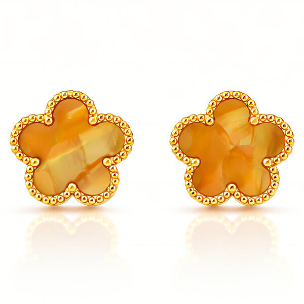 "Flowers" Earrings, 18K Gold Plated Steel