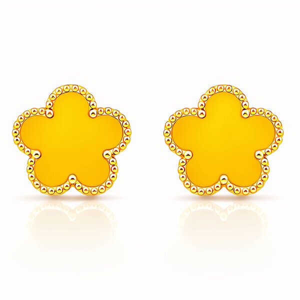 "Flowers" Earrings, 18K Gold Plated Steel