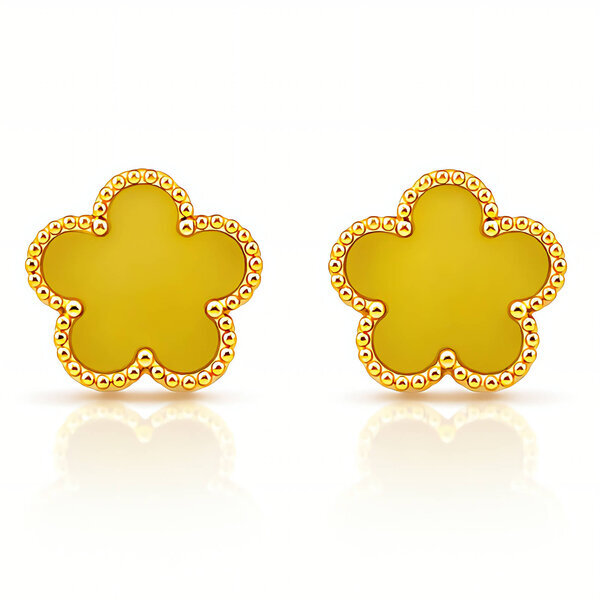 "Flowers" Earrings, 18K Gold Plated Steel