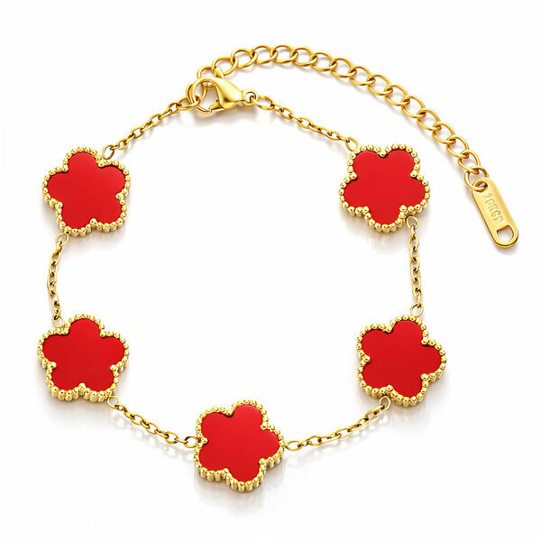 "Flower Meadow" Bracelet, 18K Gold Plated Steel
