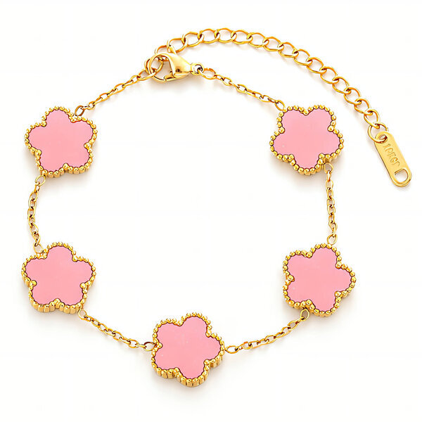 "Flower Meadow" Bracelet, 18K Gold Plated Steel