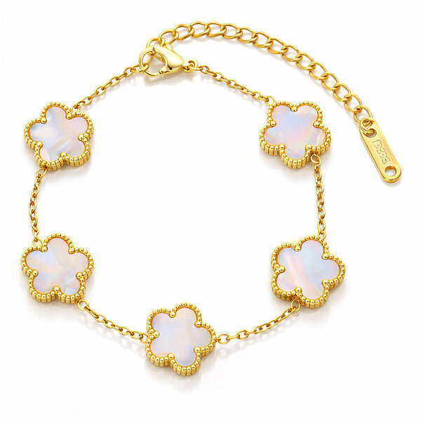 "Flower Meadow" Bracelet, 18K Gold Plated Steel