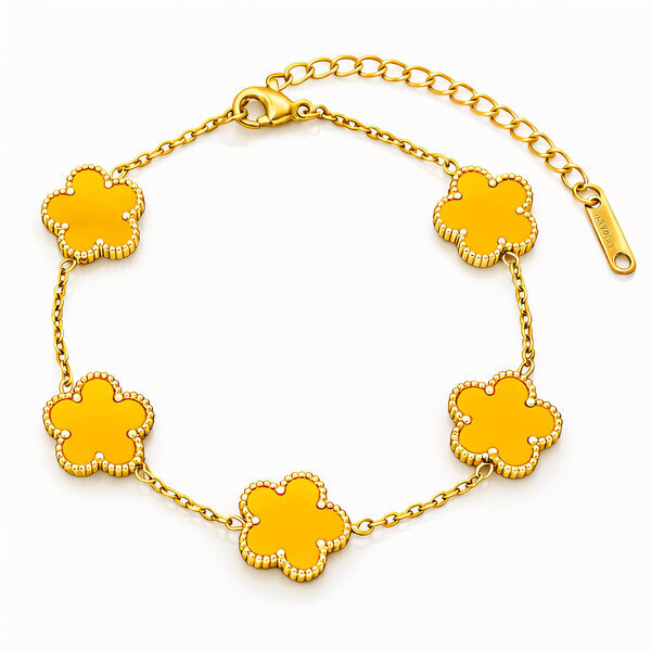 "Flower Meadow" Bracelet, 18K Gold Plated Steel