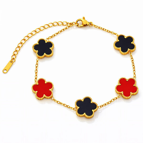 "Flower Meadow" Bracelet, 18K Gold Plated Steel