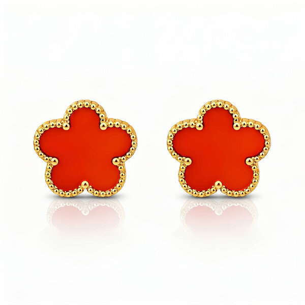 "Flowers" Earrings, 18K Gold Plated Steel