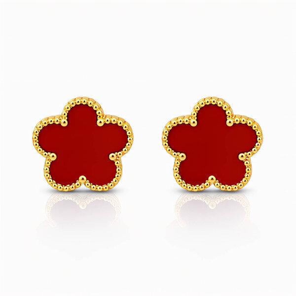 "Flowers" Earrings, 18K Gold Plated Steel