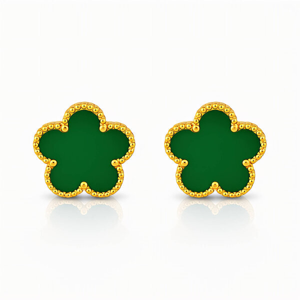 "Flowers" Earrings, 18K Gold Plated Steel